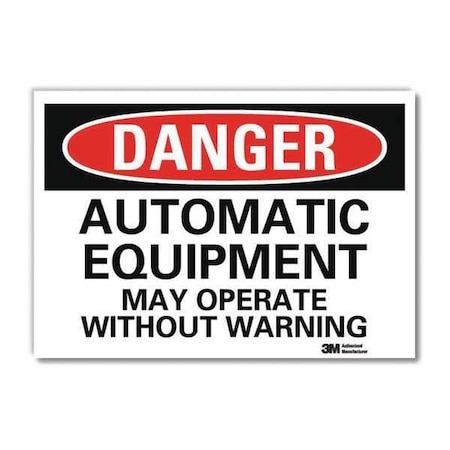 Danger Sign, 5 in Height, 7 in Width, Reflective Sheeting, Horizontal Rectangle, English