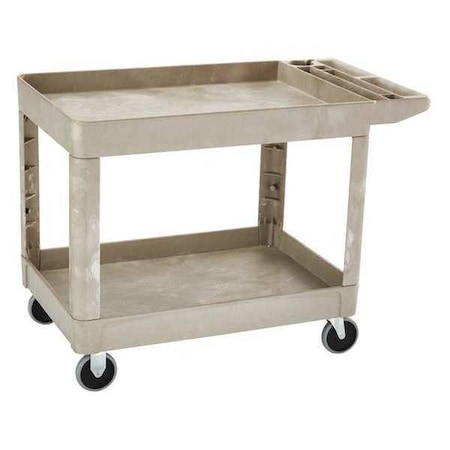 Utility Cart with Deep Lipped Plastic Shelves, Structural Foam, 500 lb Load Capacity, 2 Shelves