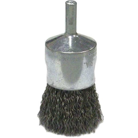Wolverine 1" Crimped Wire End Brush .014" Steel Fill 1/4" Stem
