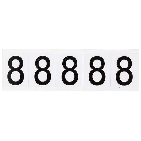 Number Label, 8, 2-1/4inHx1-13/16inW, Vinyl, PK5