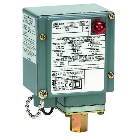 Pressure Switch, Standard, SPDT, 1 Ports, 1/4-18" FNPT, 3 to 150 psi Range, Aluminum