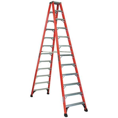 12 ft Fiberglass Twin Stepladder, 375 lb Capacity