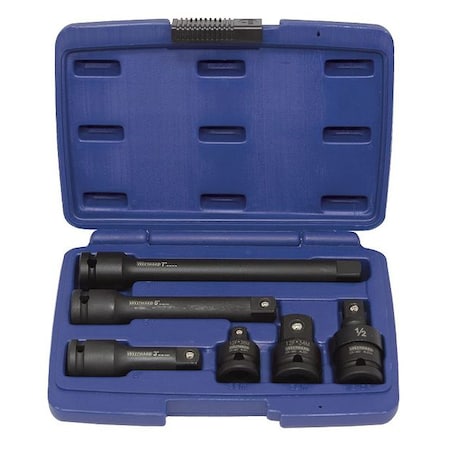1/2" Drive Impact Adapter and Extension Set, SAE, 6 pcs, Black Oxide