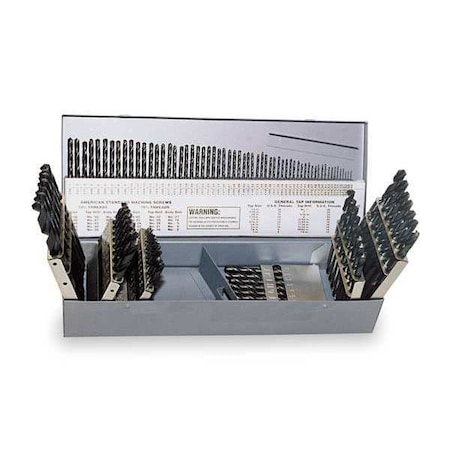 115PC 135 Deg HD Jobber Length Drill Set Chicago-Latrobe 150ASP Oxide HSS 1/16-1/2,A-Z,No 1-No 60
