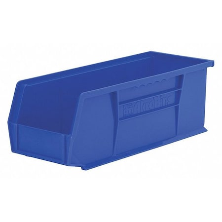 Hang & Stack Storage Bin, Plastic, Blue, 5 in H, 5 1/2 in W, 14 3/4 in L