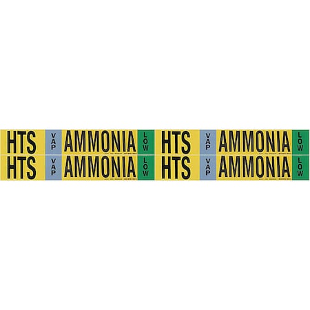 Ammonia Pipe Marker,HTS,1 to 2-1/2In,PK4