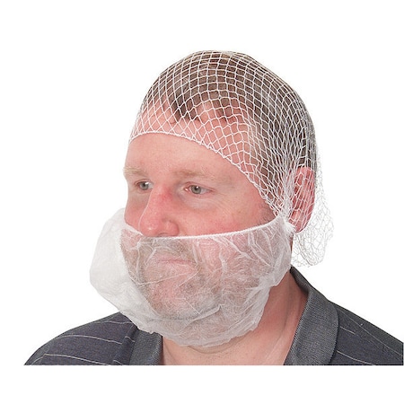 Beard Cover, Polypropylene, Latex-Free, Universal Fit, White, 100PK