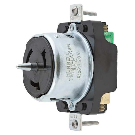 Locking Receptacle, Non-NEMA, 50 A, 125V AC, Single Phase, 2 Pole, Flush Mount, Screw Terminals