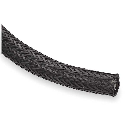 Braided Cable Sleeve, 1/2 in Inside Dia., 0.625 in Max Bundle Dia., 10 ft, Nylon, Black
