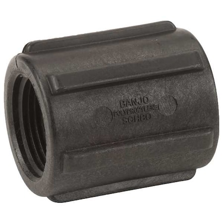 Coupling, Polypropylene, 1", Schedule 80, 300 psi Max Pressure
