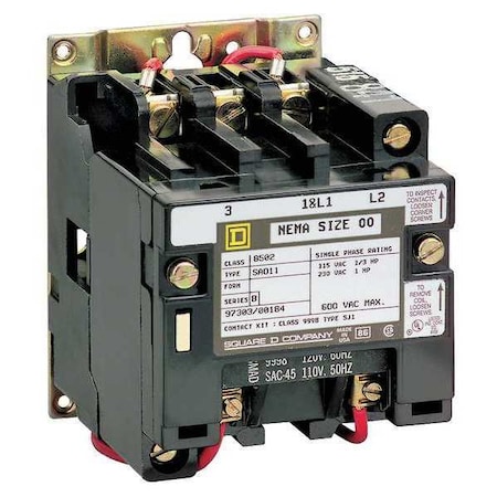 120VAC Non-Reversing Magnetic Contactor 3P 18A NEMA 0