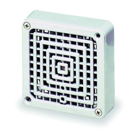 Vibratone Horn, Bell Alarm Type, 120V AC, Indoor, Flush or Semi-Flush Mounting, 4 in x 4 in, Gray