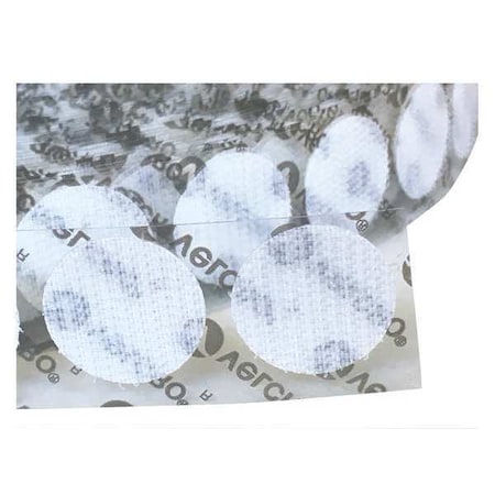 Reclosable Fastener, Disc, Acrylic Adhesive, 1-3/8 in, White, 600 PK