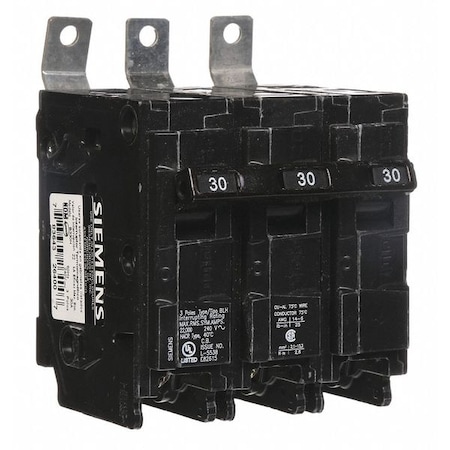 Miniature Circuit Breaker, BL Series, 30A, 3 Pole, 240V AC, 22kA at 240V AC