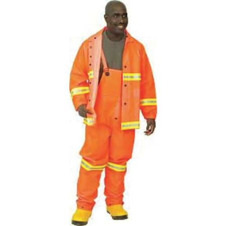 Rainsuit with Detachable Hood, PVC, 0.35 mil Thick, Detachable, Orange, L