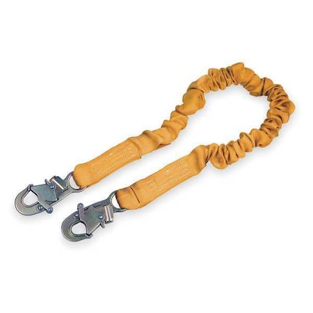 ShockWave(TM)2 Shock Absorbing Lanyard, 4-1/2 to 6 ft. Length, Snap Hook, Steel, 1 Leg(s)