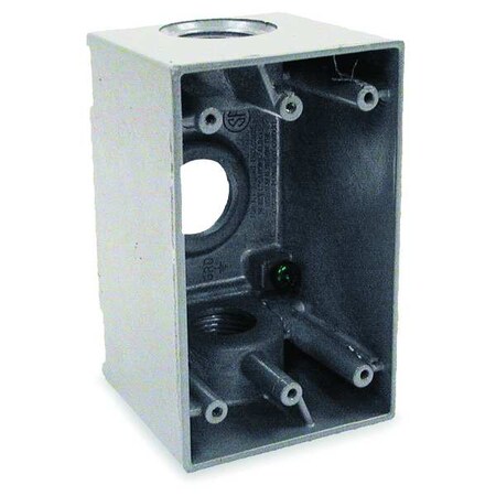 Weatherproof Electrical Box, 22.5 cu in, Single Gang Box Type, 1 Gang, Aluminum, Rectangular Shape