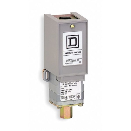 Pressure Switch, Standard, SPDT, 1 Ports, 1/4-18" FNPT, 3 to 150 psi Range, Plastic