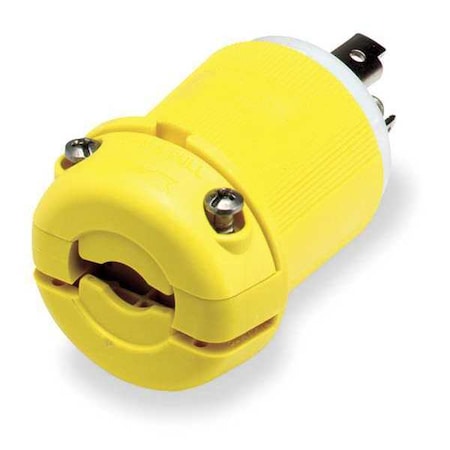Locking Plug, L5-30P, 30 A, 125V AC, Single Phase, 2 Pole, Screw Terminals, Yellow