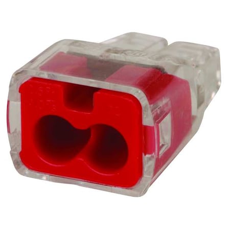 Push-In Wire Connector, 12 AWG Max, 2 Port, Red, Polycarbonate Insulation, 600 V, 20 A, 300 PK