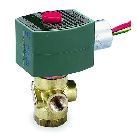 Solenoid Valve, 3-Way, 2-Position, Configurable, 1/4 in Pipe Size, 120V AC, Direct Mount, NBR