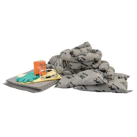 Spill Kit Refill, 15 gal Volume Absorbed per Kit, 20 gal Capacity, Refill, Gray
