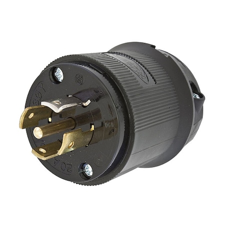 Locking Plug, L21-20P, 20 A, 120/208V AC, Three Phase, 4 Pole, Screw Terminals, Black