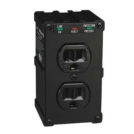 Plug Adapter, Surge, 5-15R, 5-15P, 0 ft., Black