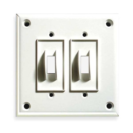 Duplex Switch Wall Plates and Covers, Number of Gangs: 2 Polycarbonate and Nylon Blend, White