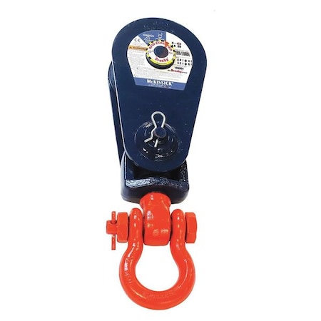 Snatch Block, Wire Rope, 1/2 in Max Cable Size, 8,000 lb Max Load, Painted