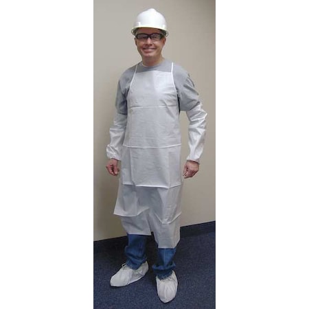 Disposable Bib Apron, Microporous Fabric, Serged, 46 in, White, Universal, 100 PK