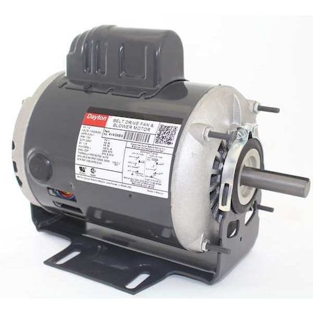 Capacitor-Start Belt Drive Motor, 1/2 HP, 56 Frame, 115/208-230V AC Voltage, 1,725 Nameplate RPM