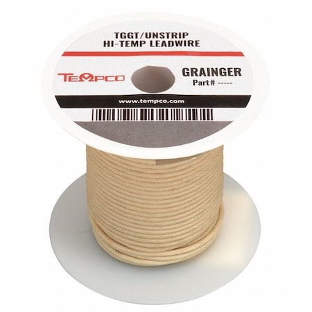 High Temp Lead Wire, TGGT, 12 AWG, Natural, 100 ft