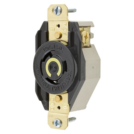 Locking Receptacle, L5-20R, 20 A, 125V AC, Single Phase, 2 Pole, Flush Mount, Screw Terminals
