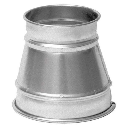 Round Duct Reducer, 6 in x 5 in Duct Dia, Galvanized Steel, 22 ga GA, 6 in W, 7" L, 6 in H