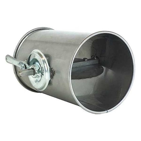 Round Butterfly Dampers, 6 in Duct Dia, 304 Stainless Steel, 22 ga GA, 6 in W, 8" L, 6 in H
