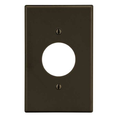 Single Receptacle Wall Plate, Number of Gangs: 1 Plastic, Satin Finish, Brown