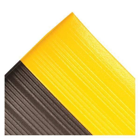 Antifatigue Mat, 8 ft. L x 3 ft. W, 5/8" Thickness, Closed Cell PVC Foam, Corrugated, Black/Yellow