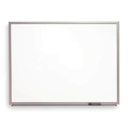 Dry Erase Board, Melamine, 48 in, 72 in, Aluminum Frame, White, Gloss