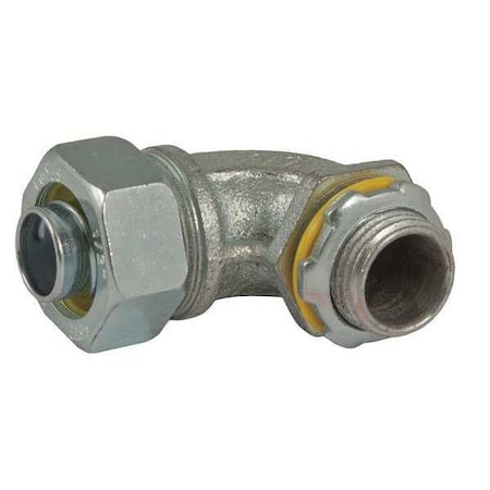 Conduit Fitting Connector, 2 in, Liquid-Tight, Steel, Electro Zinc Plated, Gray