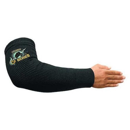Heat-Resistant Sleeve, Carbonized Fiber, Para-Aramid, 18 in Length, Black, Knit Cuff