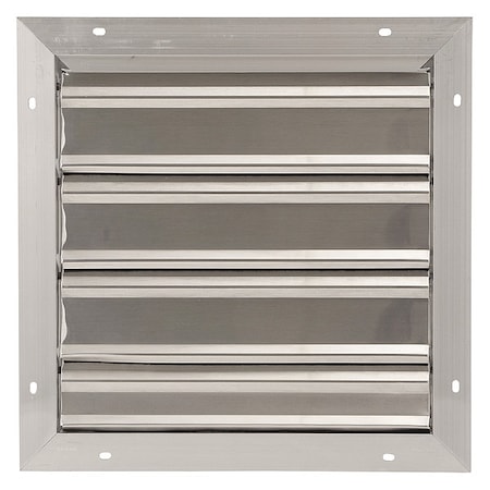 16 in 19"H-W 5 1/4"L Aluminum Backdraft Damper, 16-1/2 in x 16-1/2 in, Aluminum