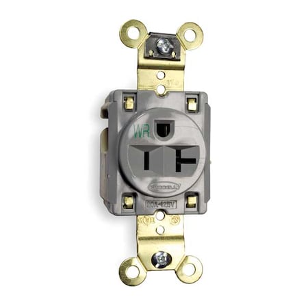 Straight Blade Receptacle, 5-20R, 20 A, 125V AC, 2 Pole, 3 Wire, Flush Mount, Grounded