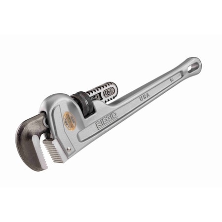 14" Aluminum Straight Pipe Wrench, Serrated, Tether Capable, 2" Jaw Capacity