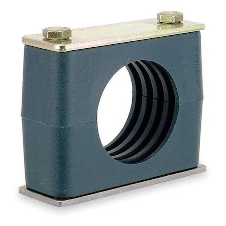 Vibration Dampening Beta Clamp, Single, 3/8 in Tube, Steel Clamp, Poly Cushion, Weld-On