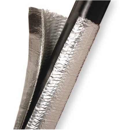 Coated Cable Sleeve, 3/4 in Inside Dia., 3/4 in Max Bundle Dia., 4 ft, Fiberglass, Silver