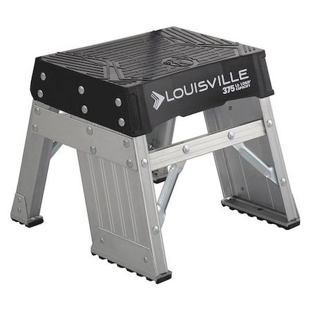 Step Stand, 1 Steps, 375 lb Load Capacity, 12 in Overall Height, Aluminum, Silver