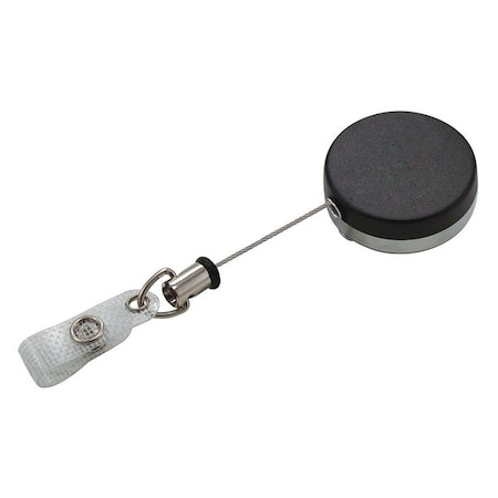 Badge Reel,Black/Chrome,Steel Cord,3/4"