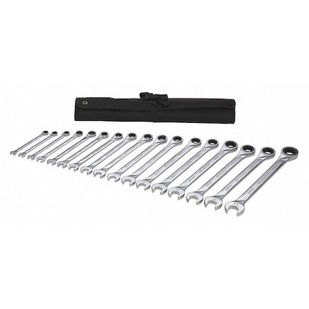Ratcheting Wrench Set,Metric,17 pcs.