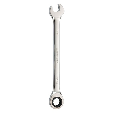Ratcheting Combination Wrench, SAE, 6 1/2 in Length, 7/16 in Head, 12 Points
